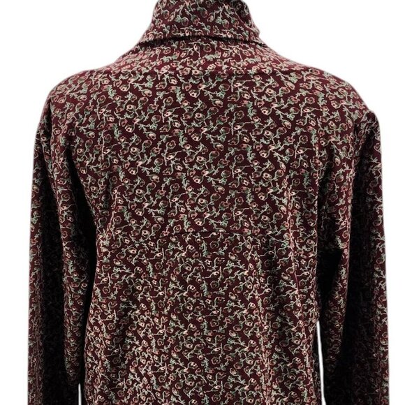 April Cornell Floral V-neck Burgundy Tunic Top Womens Medium - Picture 6 of 8
